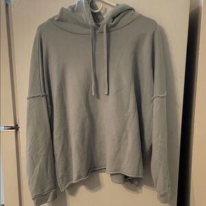 Eileen Fisher Medium 100% Cotton Baggy Light Blue Hoodie Drawstrings